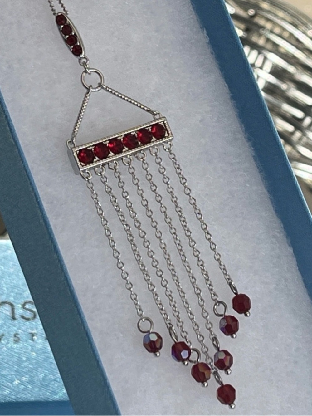 Touchstone Crystal $119 RT Value Red Siam Fringe Benefits Pendant Necklace - Picture 4 of 16